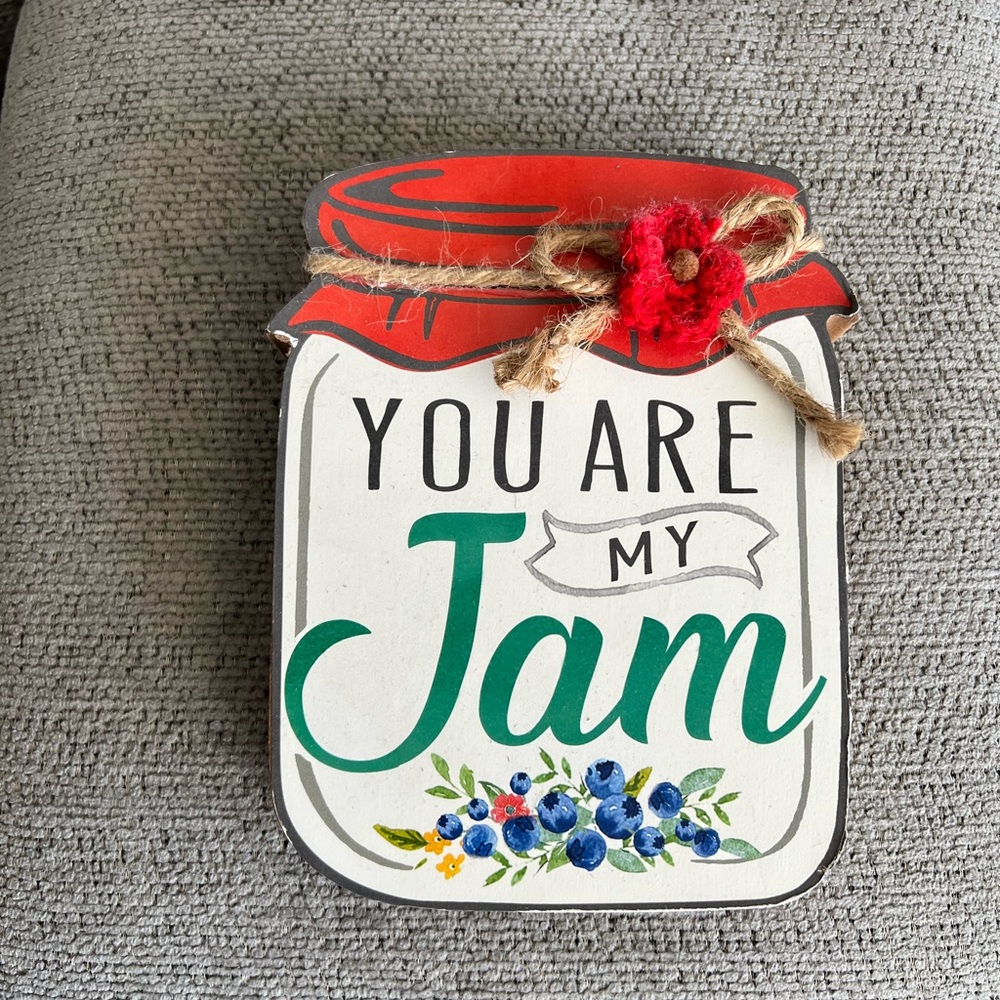 Decorative Jam Jar Sign with Red and Green Accents